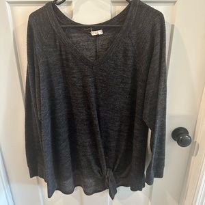 Grey Fleece Tie Front Long sleeve 2X